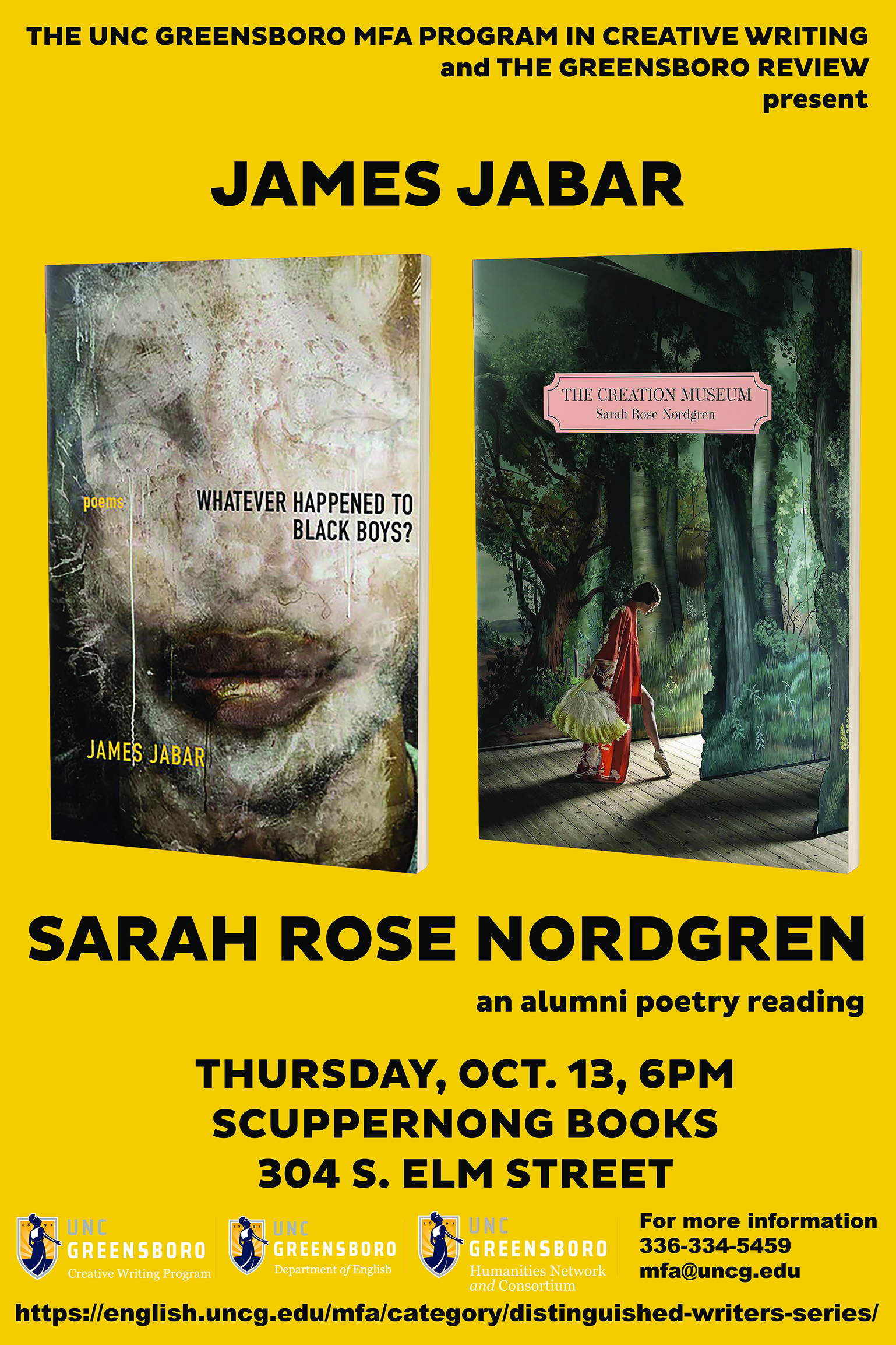 James Jabar and Sarah Rose Nordgren reading poster
