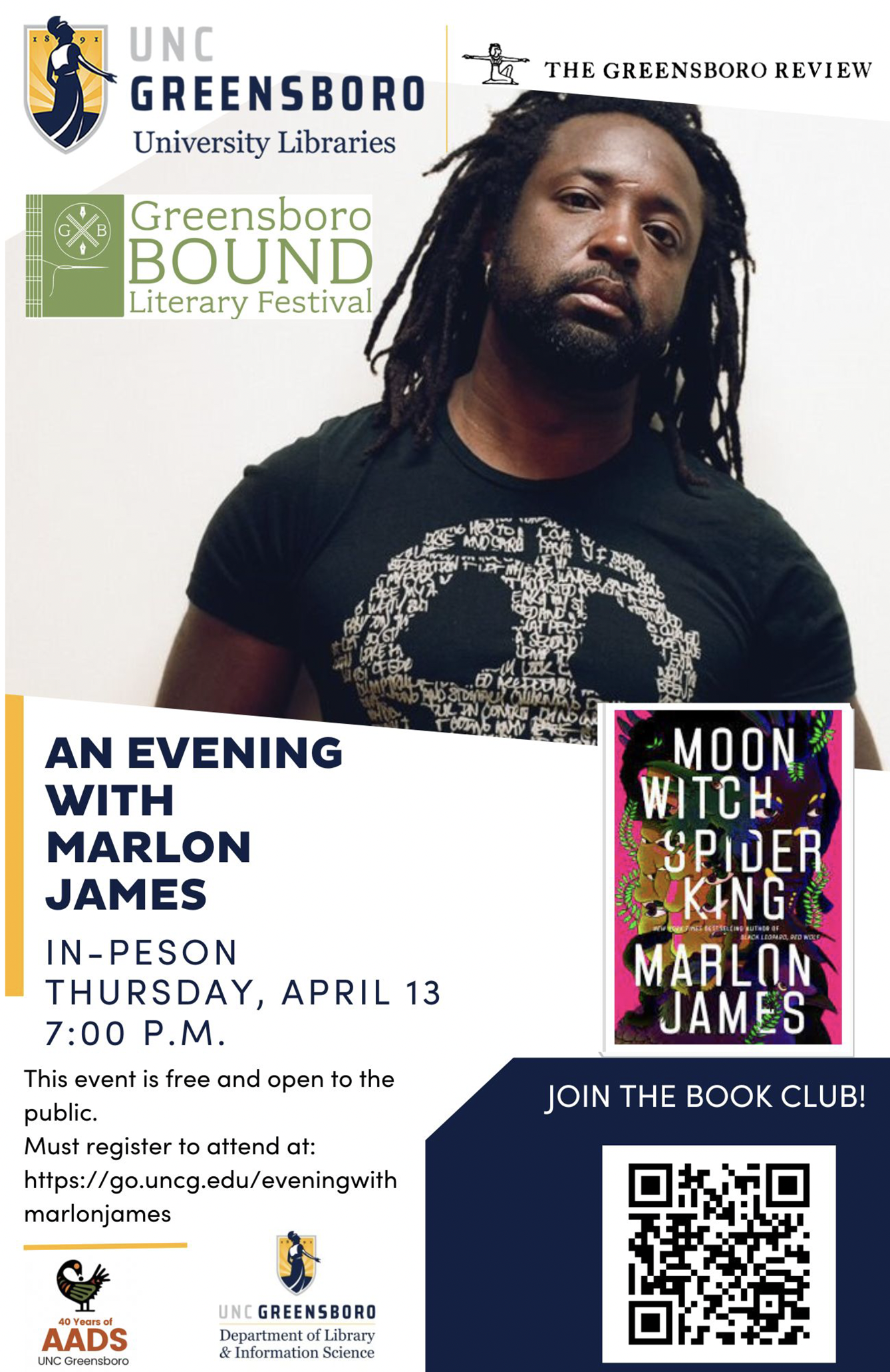Marlon James Reading Poster