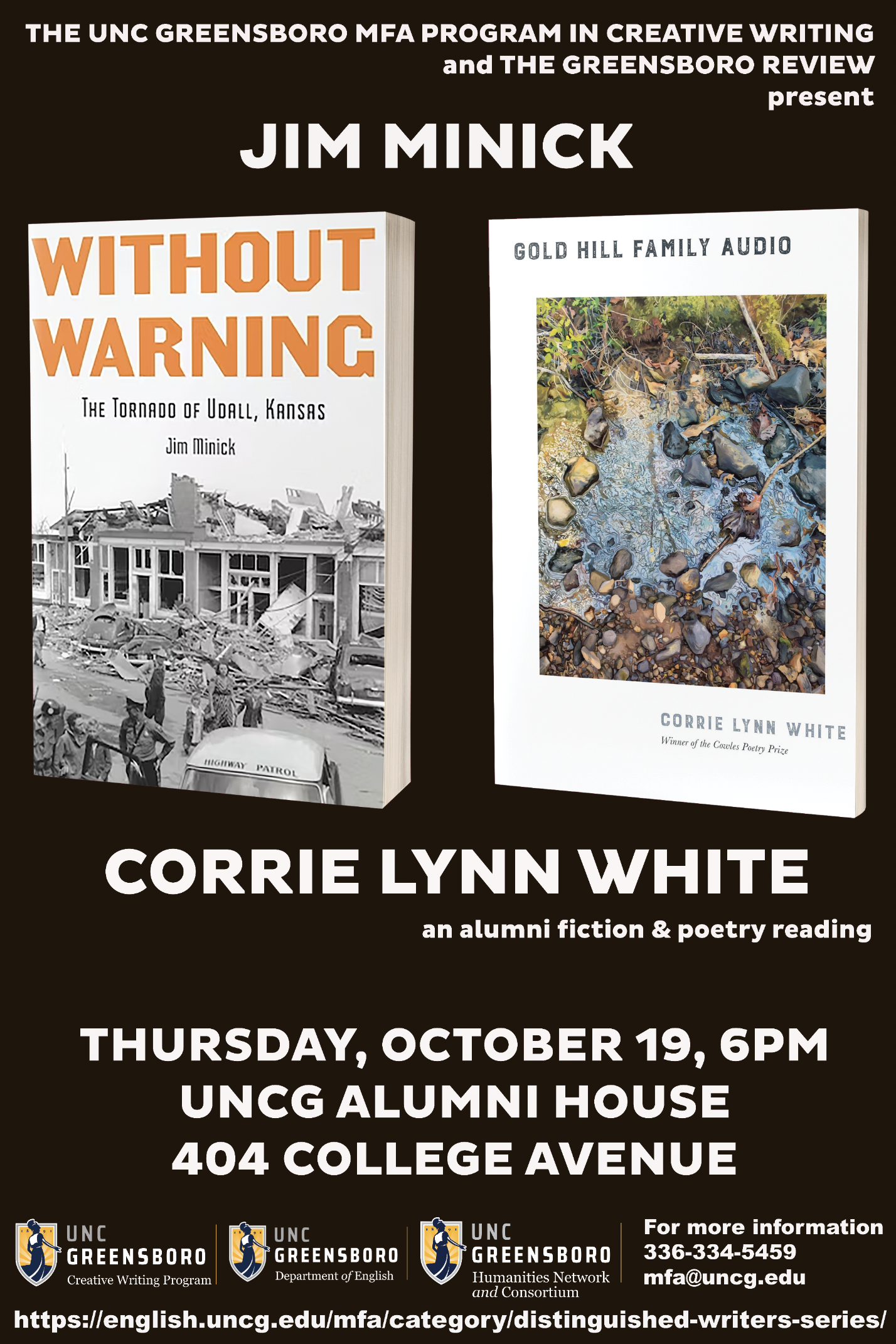 Jim Minick and Corrie Lynn White Reading Poster