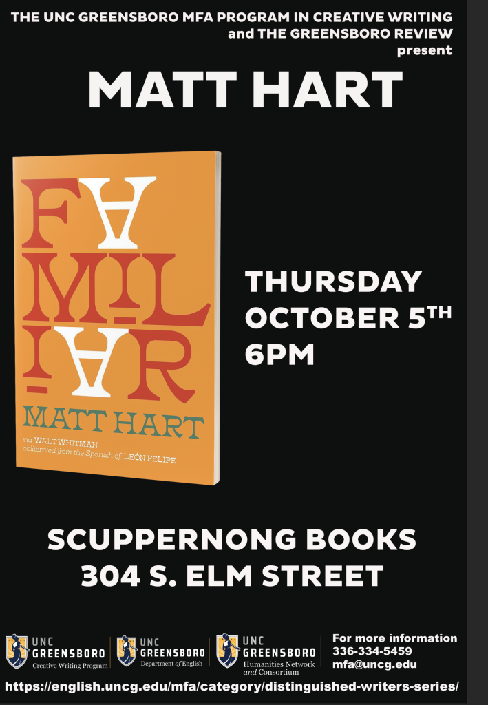 Matt Hart Reading Poster