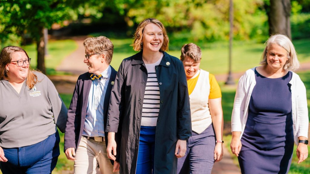 Heather Adams, center, with the rest of the team leading the Mellon Foundation-funded Humanities at Work initiative at UNCG.