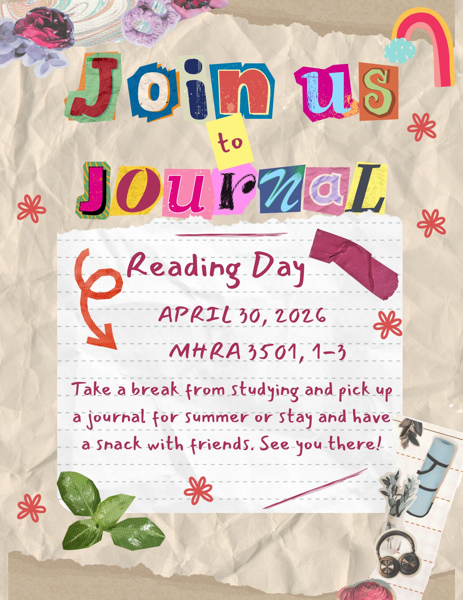Join us to Journal April 30 1-3